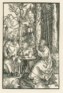 Pustelnicy, święty Antoni Wielki i święty Paweł, ok. 1503-04 (drzeworyt) autorstwa Albrecht Dürer or Duerer