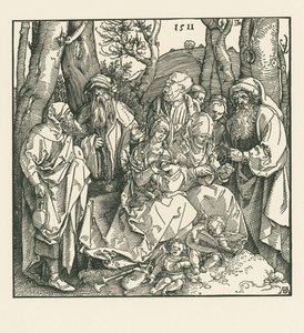 Święte pokrewieństwo z aniołami grającymi na lutni autorstwa Albrecht Dürer or Duerer