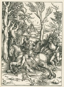 Rycerz i landsknecht, ok. 1496 (drzeworyt) autorstwa Albrecht Dürer or Duerer