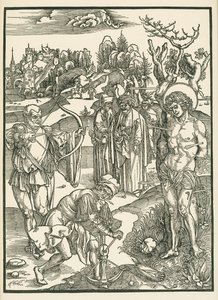 Męczeństwo świętego Sebastiana, ok. 1500 r. (drzeworyt) autorstwa Albrecht Dürer or Duerer
