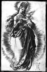 Dziewica z Dzieciątkiem na półksiężycu z gwiaździstą koroną autorstwa Albrecht Dürer