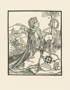 Poeta Sebastian Brant klęczący autorstwa Albrecht Dürer or Duerer