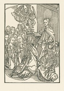 Nagroda dla wybranych, reprezentowana przez ukoronowanie Maryi w otoczeniu świętych autorstwa Albrecht Dürer or Duerer