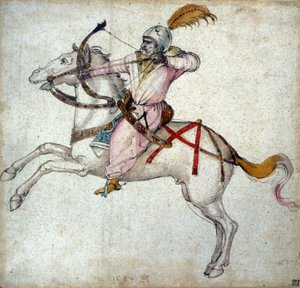 Łucznik konny. Rysunek Albrechta Durera (1471-1528). autorstwa Albrecht Dürer