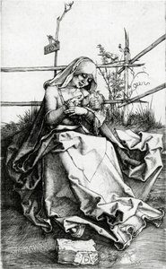Dziewica z Dzieciątkiem na ławce z trawy autorstwa Albrecht Dürer