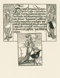 Młoda kobieta trzymająca herb autorstwa Albrecht Dürer or Duerer