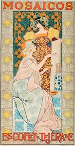 Reklama płytki marki "Escofet, Tejera y Cia" - litografia Alexandre de Riquer i Ynglada (1856-1920)
