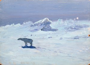 Polowanie na niedźwiedzia polarnego w księżycową noc, 1899 autorstwa Aleksandr Alekseevich Borisov