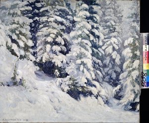 Las w zimie. Obraz Aleksandra Aleksiejewicza Borysowa (1866-1934). Olej na płótnie, 78 x 90 cm autorstwa Aleksandr Alekseevich Borisov
