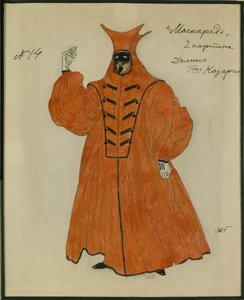Projekt kostiumu do spektaklu Maskarada M. Lermontowa, 1917 autorstwa Aleksandr Jakovlevic Golovin
