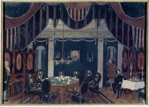 Decor preparatoire pour la piece de theatre „La mascarade” de Michaiła Lermontowa (1814-1841) (Scenografia do spektaklu Teatralna Maskarada Michaiła Lermontowa) – Peinture de Alexander Yakovlevich Golovin (Alexandre Golovine) (1863-1930), tempera autorstwa Aleksandr Jakovlevic Golovin