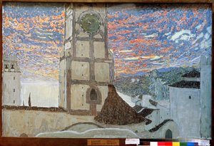 Wioska Sycylijska, Scenografia dla Dom Juana Moliera, 1910 (tempera na płótnie) autorstwa Aleksandr Jakovlevic Golovin