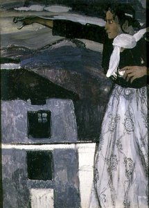 Kobieta w szarości (olej na płótnie) autorstwa Aleksandr Jakovlevic Golovin