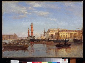 Widok na Sankt Petersburg od strony Newy. (Widok na Petersburg od strony Newy). Obraz Aleksandra Karlowicza Beggrova (1841-1914). Olej na płótnie, 46 x 65 cm