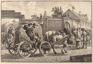 Rosyjski Porter niosący drewno na wózku autorstwa Aleksandr Osipovich Orlovskii
