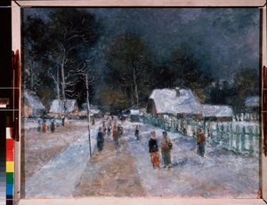 Zima. Praca Aleksandra Wasiljewicza Szewczenki (Aleksander Szewczenko) (1883-1948), olej na tekturze