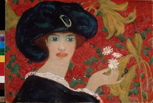 Pani Kamelii. Praca Aleksandra Wasiljewicza Szewczenki (Aleksandre Chevtchenko) (1883-1948), akwarela i gwasz na tekturze