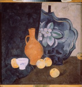 Martwa natura z żółtym dzbanem i białą misą - Praca Aleksandra Wasiljewicza Szewczenki (Aleksander Czewczenko) (1883-1948), olej na tekturze - Sztuka rosyjska
