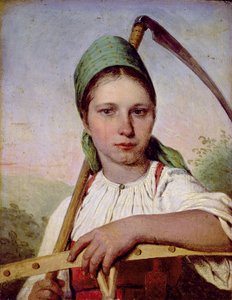 Chłopka z kosą i grabiami, ok. 1825 (olej na desce)