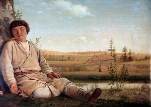 Śpiący pasterz — Aleksey Venetsianov (1780-1847) autorstwa Aleksei Gavrilovich Venetsianov