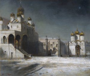 Plac Katedralny na Kremlu moskiewskim nocą, 1878 r.