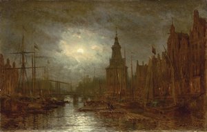 Amsterdam nocą, lata 70. XIX wieku
