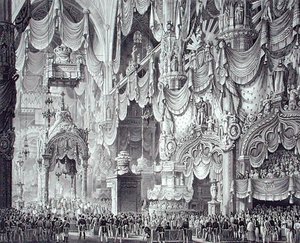 Koronacja Ferdynanda I (1793-1875) w katedrze w Mediolanie autorstwa Alessandro (after) Sanquirico