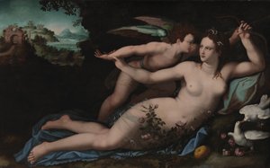 Wenus rozbraja Kupidyna autorstwa Alessandro Allori