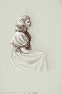 Młoda kobieta żyjąca pod rządami pierwszego Cesarstwa, początek XIX wieku. Ilustracja autorstwa Alessandro Lonatiego. 2010 autorstwa Alessandro Lonati