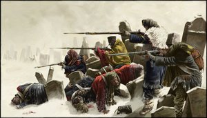 Francuski odwrót w Rosji, na cmentarzu, zima 1812, 2024 r. autorstwa Alessandro Lonati