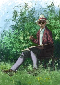 Malarstwo Hermanna Hessego w ogrodzie autorstwa Alessandro Lonati