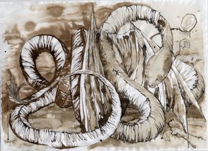 Ilustracja przedstawiająca fantastyczne i legendarne zwierzę: smoka o ciele przypominającym węża. Kolorystyka autorstwa Alessandro Lonatiego. autorstwa Alessandro Lonati