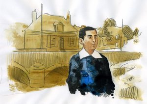 Młody Marcel Proust w Illiers Combray (atrament na papierze) autorstwa Alessandro Lonati