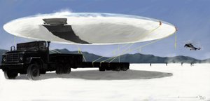 Tajemnicze zjawiska: schwytanie latającego spodka (UFO lub UFO) przez amerykańskie służby specjalne na pustyni Nevada w Stanach Zjednoczonych. Rysunek autorstwa Alessandro Lonatiego autorstwa Alessandro Lonati