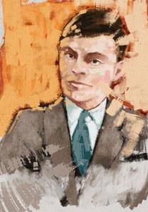 Portret matematyka Alana Turinga, 2023 (ilustracja) autorstwa Alessandro Lonati