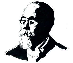 Portret Cesare Lombroso (1835-1909) założyciela Włoskiej Szkoły Kryminologii (Portret Cesare Lombroso włoskiego kryminologa i lekarza, założyciela Włoskiej Szkoły Kryminologii Pozytywistycznej) autorstwa Alessandro Lonati