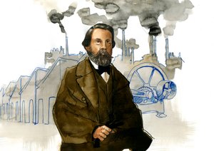 Retrato de Friedrich Engels (1820-1895), teórico socialista alemão e polonês político autorstwa Alessandro Lonati