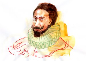 Portret Miguela de Cervantesa Saavedry (1547-1616) (Portret hiszpańskiego pisarza Miguela de Cervantesa Saavedry) autorstwa Alessandro Lonati