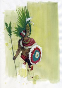 Portret Montezumy (Montezuma) II (1466-1520) Cesarz Azteków (Portret cesarza Azteków Montezumy II) Ilustracja: Alessandro Lonati autorstwa Alessandro Lonati