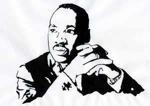 Portret pastora Martina Luthera Kinga (1929-1968) ilustracja autorstwa Alessandro Lonati