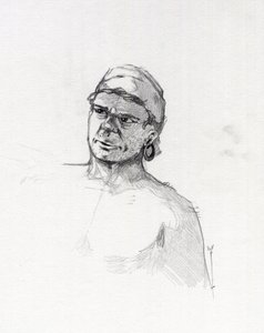 Portret pirata (kasarza) lub popiersie marynarza. Rysunek autorstwa Alessandro Lonatiego. autorstwa Alessandro Lonati