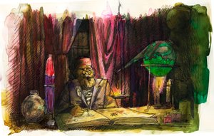 Portret francuskiego alchemika Nicolasa Flamela (1330-1418). 2012 autorstwa Alessandro Lonati