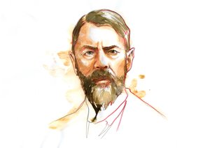 Portret niemieckiego socjologa Maxa Webera (1864 - 1920) (Max Weber niemiecki socjolog, filozof, prawnik i ekonomista polityczny) autorstwa Alessandro Lonati