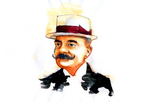 Portret włoskiego pisarza Emilio Salgari (1863-1911) autorstwa Alessandro Lonati