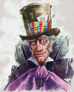 Portret szalonego kapelusznika (ilustracja) autorstwa Alessandro Lonati