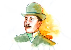 Portret poety Guillaume Apollinaire (1880-1918) (angielski poeta Guillaume Apollinaire) autorstwa Alessandro Lonati