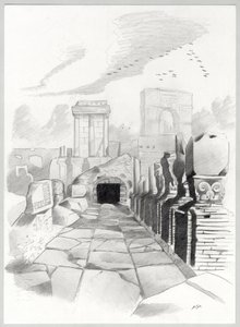 Ruiny z czasów rzymskich w Rzymie, Forum (foro romano) Rysunek Alessandro Lonati. autorstwa Alessandro Lonati