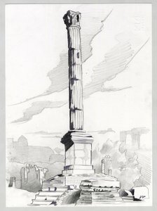 Ruiny z czasów rzymskich w Rzymie, Forum (foro romano) Rysunek Alessandro Lonati. autorstwa Alessandro Lonati