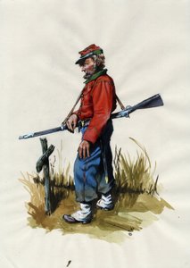 Drugie Cesarstwo (1852-1870): zjednoczenie Włoch (Risorgimento), ochotnik armii Garibaldiańskiej, znany jako bojownik „czerwonej koszuli” dla sprawy Giuseppe Garibaldiego (1807-1882) we Włoszech autorstwa Alessandro Lonati