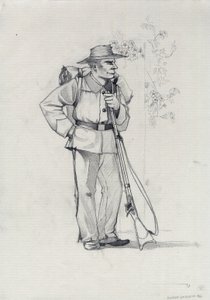 Drugie Cesarstwo (1852-1870): zjednoczenie Włoch (Risorgimento), ochotnik armii Garibaldiańskiej, znany jako bojownik „czerwonej koszuli” dla sprawy Giuseppe Garibaldiego (1807-1882) we Włoszech autorstwa Alessandro Lonati